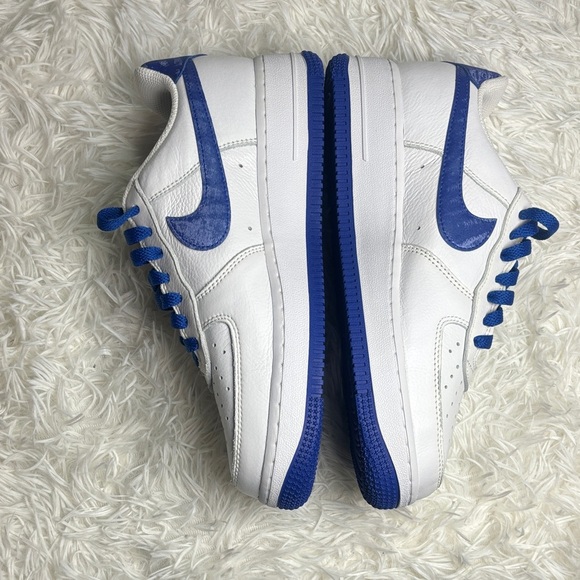 Nike Air Force 1 Low Leather White Blue Lace Up Sneakers Men\'s Athletic main image 10